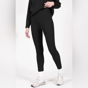 Brunette The Label Ribbed Knit Leggings Black High Rise Size XL Bodycon Fitted